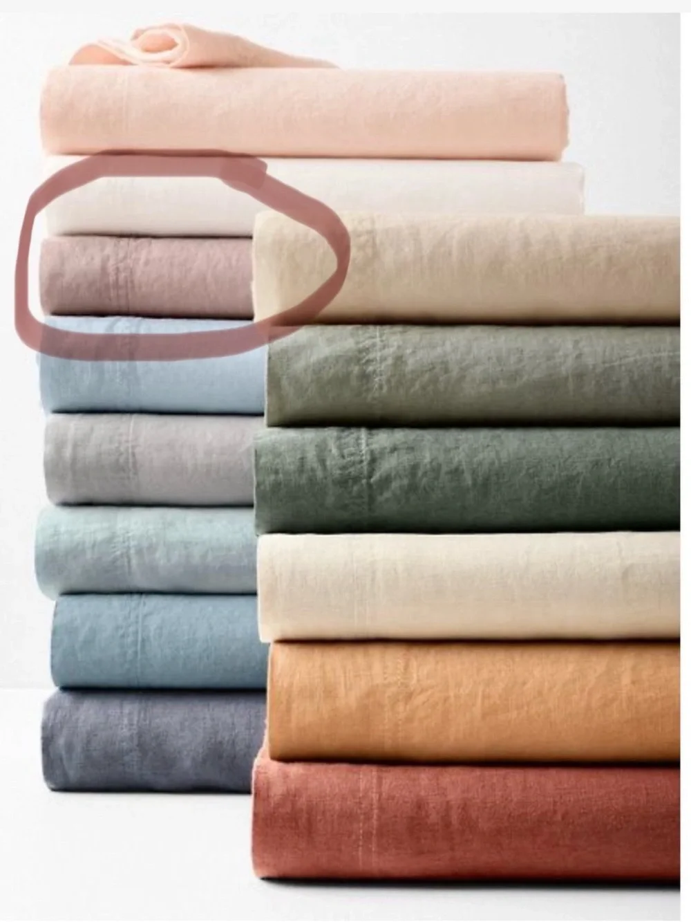 Garnet Hill Relaxed Organic Linen Solid Queen Lotus Sheet Set